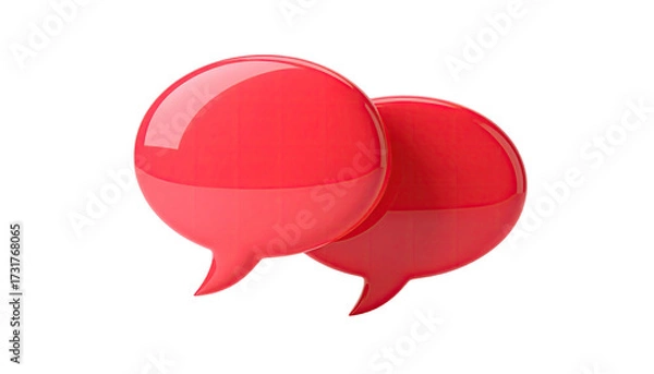 Obraz Two glossy, overlapping red speech bubbles against a black background