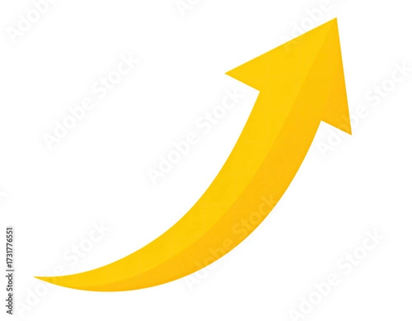 Fototapeta Bright yellow upward-curving arrow