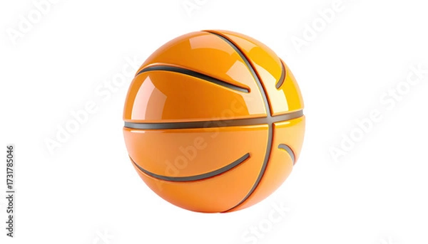Obraz A glossy orange sphere with dark lines, representing a sports ball, on black backdrop