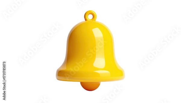 Obraz A bright, yellow, glossy bell, isolated against a stark black background