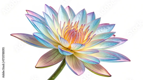 Fototapeta Botanical beauty in dynamic holographic splendor cut out on PNG. AI GENERATED.
