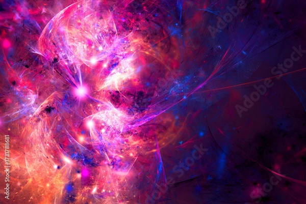 Fototapeta Abstract energy background. Dynamic chaotic swirling fractal render.