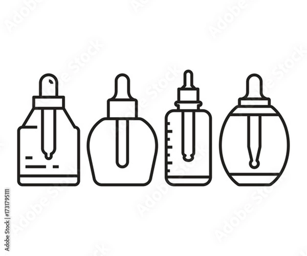 Fototapeta serum bottle icon set vector