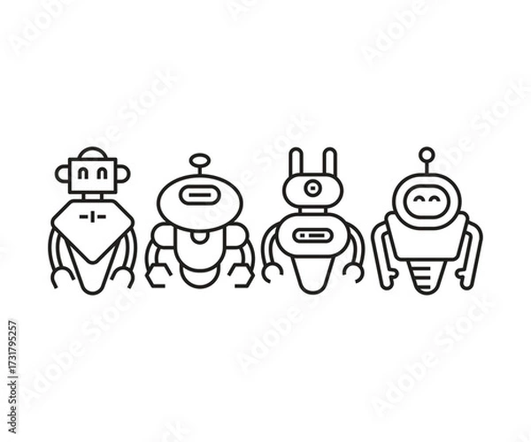 Fototapeta droid robot avatars set vector illustration