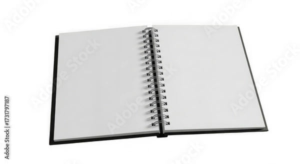 Fototapeta Open spiral notebook blank pages ready for notes ideas creative writing drawing sketching blank page template isolated on transparent background