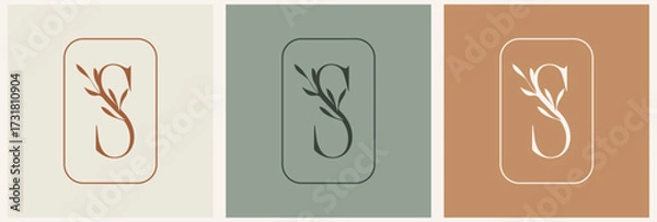 Fototapeta Vector nutrition design linear key and hand logos templates in trendy linear minimal style. Celestial and magical abstract.