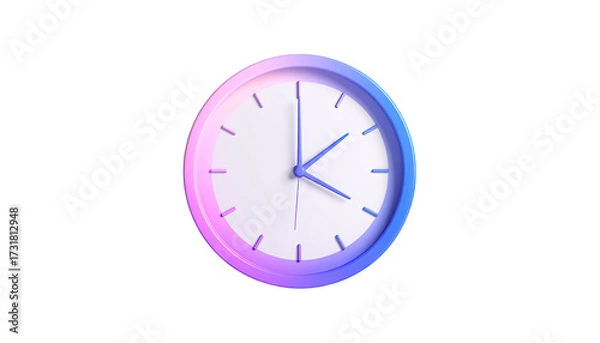 Fototapeta A 3D-rendered clock face with a gradient border against a black background