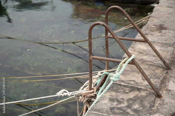 Obraz Many ropes at a port