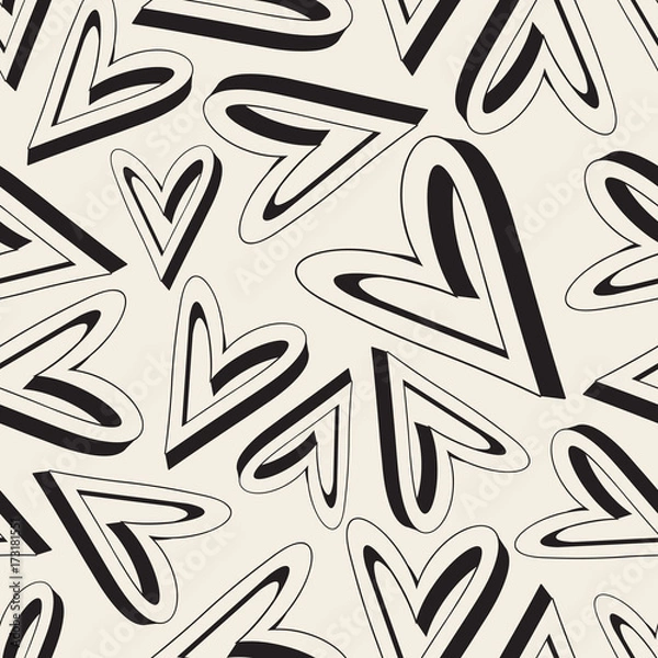 Fototapeta seamless monochrome heart pattern background