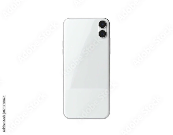 Obraz Gleaming white phone back with dual cameras; clean, minimalist design on black backdrop