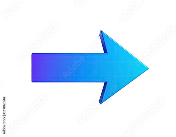Obraz Vibrant gradient arrow pointing right against black background, 3D rendered with a shadow