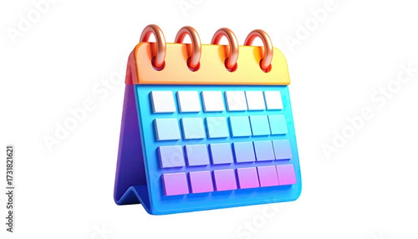Obraz Colorful 3D rendered calendar icon on a black background, a visual reminder