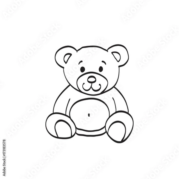 Fototapeta Teddy bear sketch. Drawing on a white background