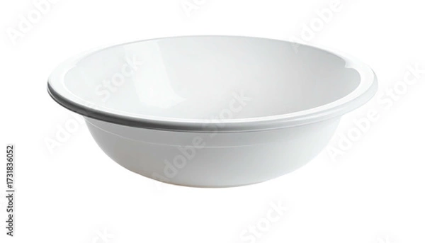 Obraz A clean, white, round bowl, featuring a distinct lip and a simple, minimalist design