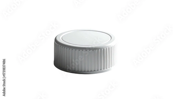 Obraz Isolated close-up of a plain white plastic bottle cap against a black background