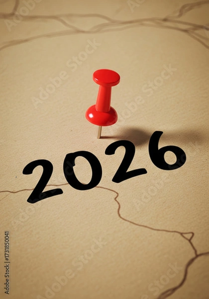 Fototapeta 2026 Destination Pinpointing Future Goals on a Map, Concept Illustration.