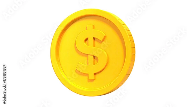 Fototapeta A rendered golden coin with the dollar sign isolated on a black background