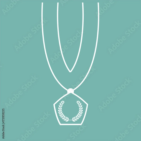 Fototapeta Championship medal in pentagon shape, perfect for competitions or official awards, clean and minimal line art for infographics or web.
