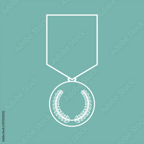 Fototapeta Military or official honor medal in line art style, suitable for military infographics or web.
