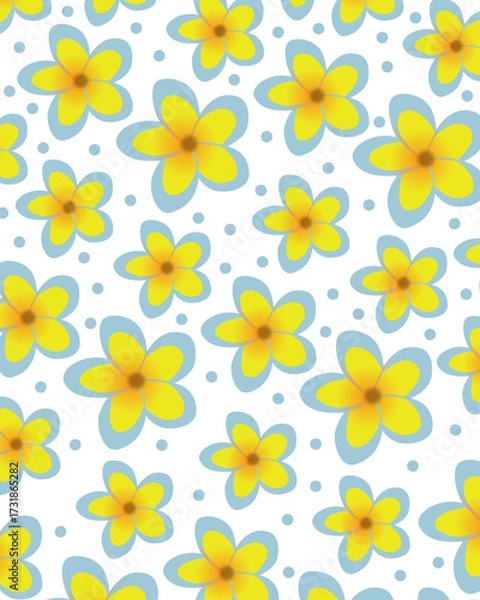 Fototapeta Plumeria flower pattern, flat vector.