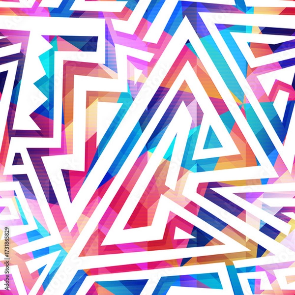 Fototapeta Colored maze seamless pattern