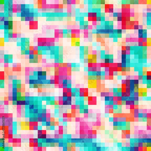 Fototapeta Colored pixel wave seamless pattern