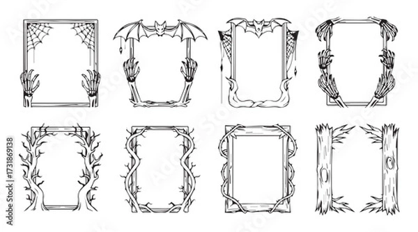 Fototapeta set of Halloween creepy frame vector illustration