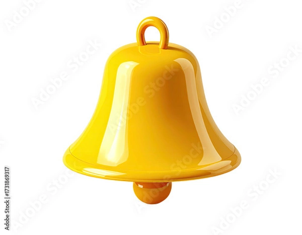 Fototapeta Shiny, golden, 3D rendered bell with a loop, isolated on a black background