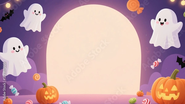 Fototapeta vector halloween background with pumpkin and bats