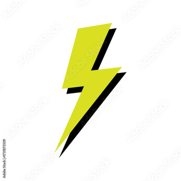 Fototapeta Thunderstorm lightning icon. Colored silhouette. Front side view. Vector simple flat graphic illustration. Isolated object on white background. Isolate.