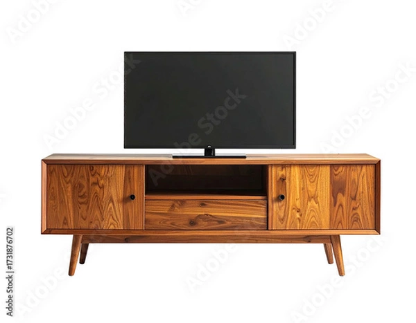 Obraz Wooden TV stand with flat-screen TV (1)