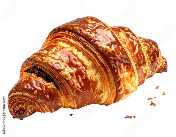 Fototapeta A golden-brown, filled croissant with flaky layers