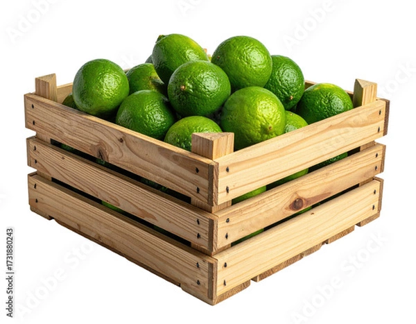 Obraz Wooden crate overflowing with vibrant green limes (2)