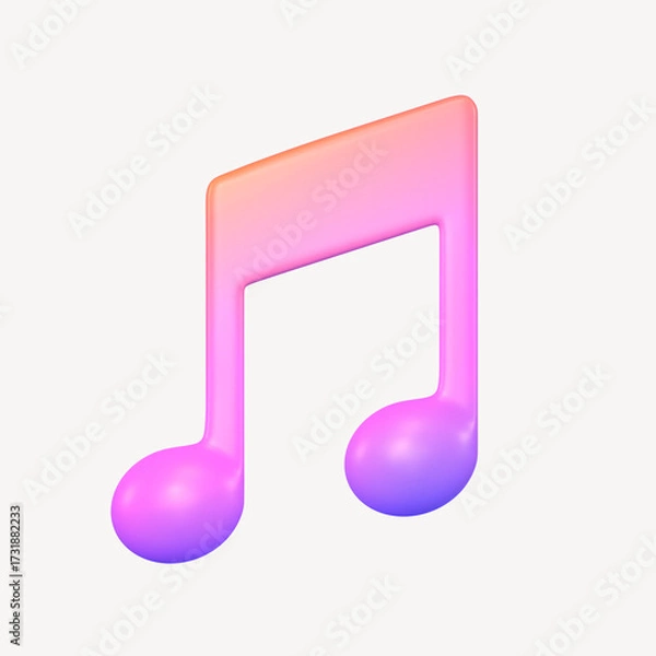 Fototapeta Music note icon, pink 3D rendering illustration