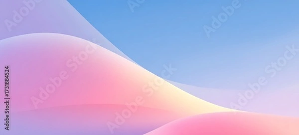 Fototapeta It's an abstract scene with pastel - hued, flowing shapes against a light blue sky. Ideal for backgrounds in web design, presentations, or creative projects needing a calming, modern vibe.