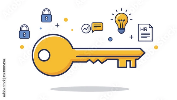 Fototapeta Diagonal key icon symbolizing access, solutions, and unlocking opportunities