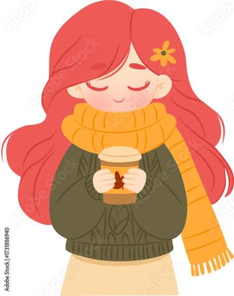 Obraz girl with a glass of pumpkin spice latte