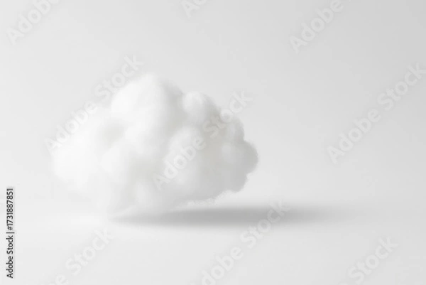 Fototapeta White fluffy cloud on clean light background with copy space minimal concept for cloud technology innovation freedom and digital business