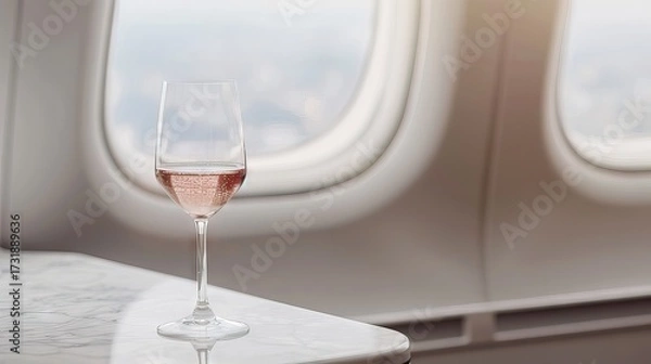 Fototapeta Celebrating with Sparkling Rosé During a Private Charter Flight