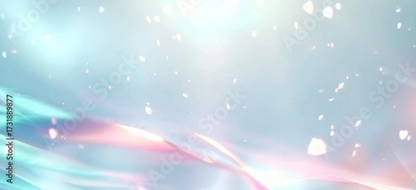 Fototapeta Dreamy Pastel Light Background. It's a soft, colorful scene with glowing lights and sparkles. Perfect for  invitations, fantasy art, or feminine - themed design projects.
