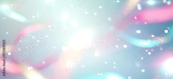 Fototapeta Dreamy Pastel Light Background. It's a soft, colorful scene with glowing lights and sparkles. Perfect for  invitations, fantasy art, or feminine - themed design projects.
