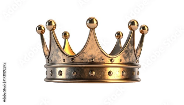 Fototapeta Antique gold crown on black backdrop, detailed with ornate design and a regal look