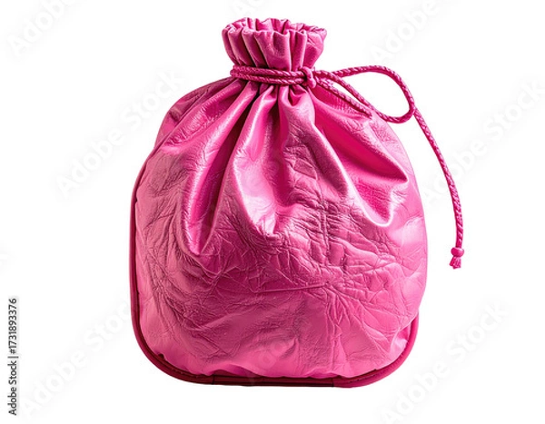 Obraz Pink drawstring bag, wrinkled texture