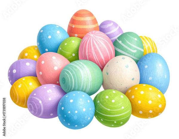 Fototapeta Colorful Easter eggs in a cluster