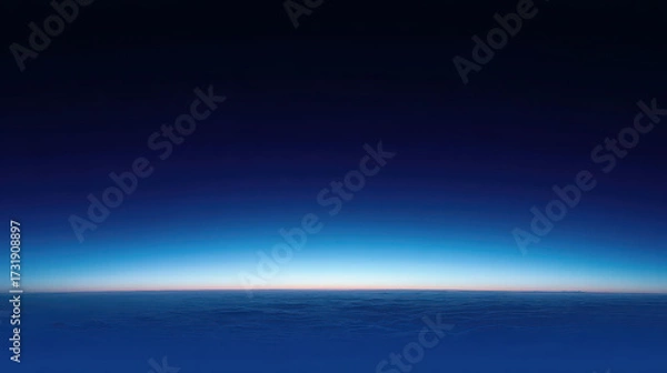 Fototapeta Serene Horizon at Dawn: Captivating the tranquil beauty of dawn with a mesmerizing gradient of deep blues and luminous light, evoking feelings of peace, hope, and limitless potential.