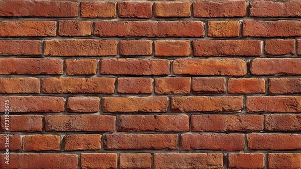 Fototapeta Timeless Brick Wall Texture: An aged, textured, and weathered brick wall conveys a sense of history and robust construction, ideal for adding depth and character to any design.