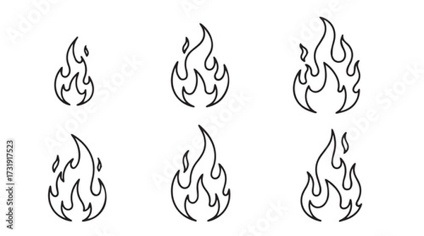 Fototapeta fire flames set