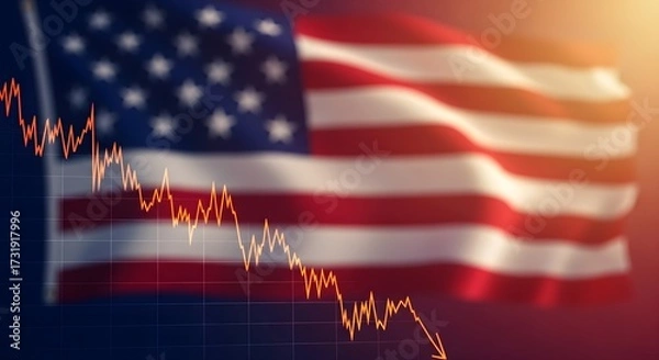 Fototapeta Economic Downturn in the USA A Visual Representation of Recession and Financial Challenges