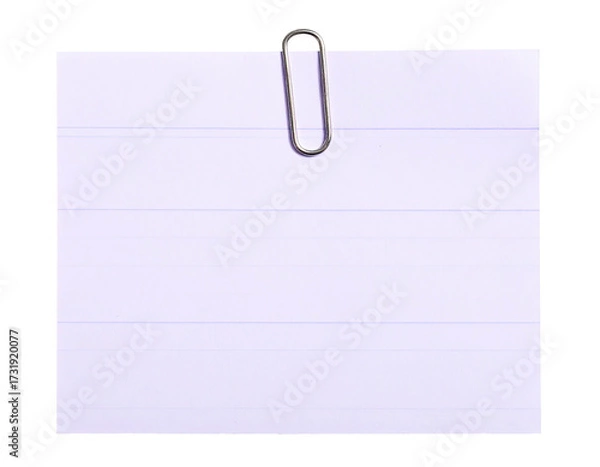 Obraz Blank lined notepaper with paperclip