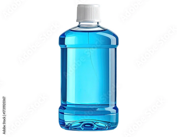 Obraz Blue liquid in a plastic bottle with white cap